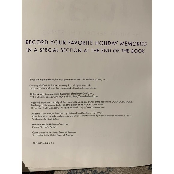 'Twas the Night Before Christmas ft a COCA-COLA Santa Tribute 2001 Hallmark - Picture 5 of 9